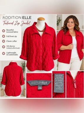 COPY - ADDITION ELLE woman’s coat zip cardigan sz 24 plus size has hood red